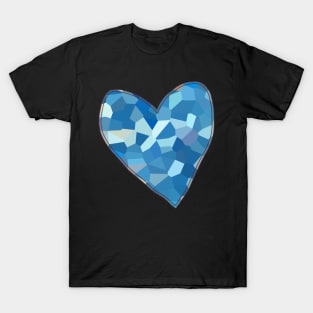Aqua Blue Mosaic Heart T-Shirt